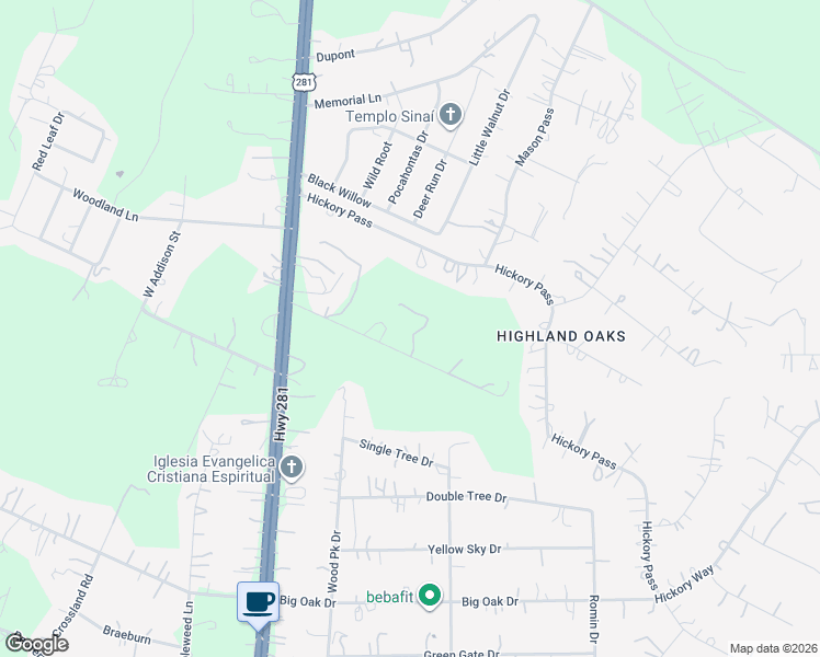 map of restaurants, bars, coffee shops, grocery stores, and more near 23330 U.S. 281 in San Antonio