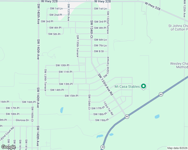 map of restaurants, bars, coffee shops, grocery stores, and more near 13425 Southwest 12th Street Road in Ocala