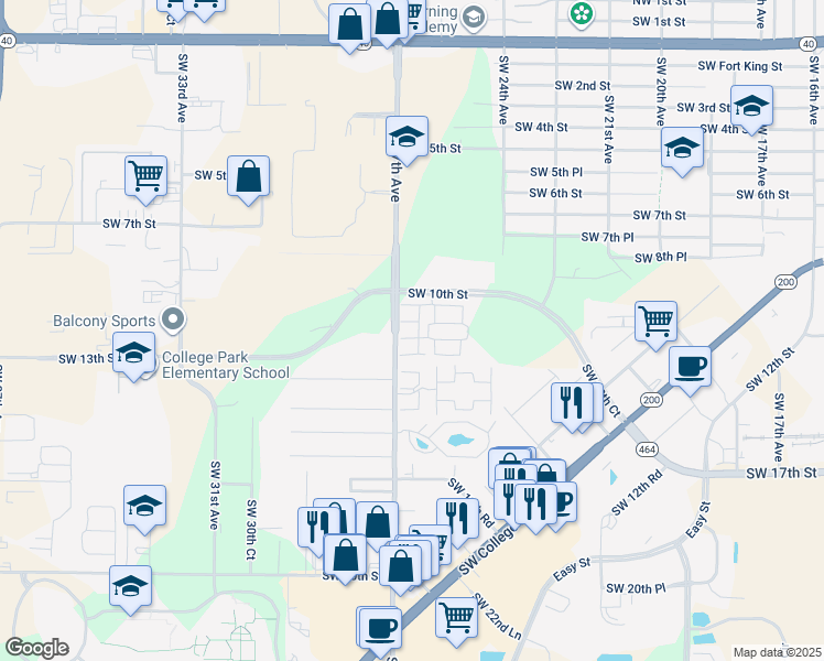 map of restaurants, bars, coffee shops, grocery stores, and more near in Ocala