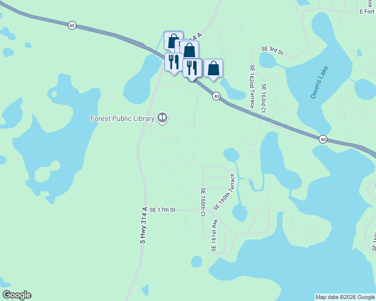 map of restaurants, bars, coffee shops, grocery stores, and more near 1075 Southeast 159th Avenue in Silver Springs