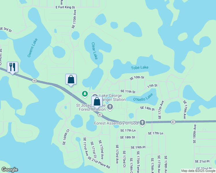 map of restaurants, bars, coffee shops, grocery stores, and more near 1047 Southeast 172nd Avenue in Silver Springs