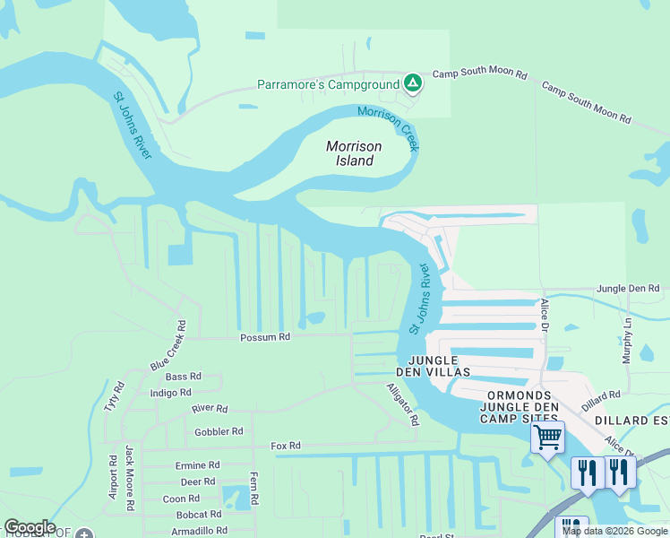 map of restaurants, bars, coffee shops, grocery stores, and more near 56340 Tree Road in Astor