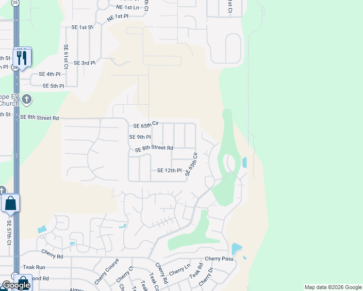 map of restaurants, bars, coffee shops, grocery stores, and more near 6850 Southeast 8th Street Road in Ocala