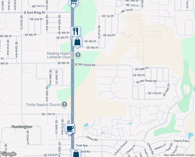 map of restaurants, bars, coffee shops, grocery stores, and more near 6116 Southeast 10th Place in Ocala