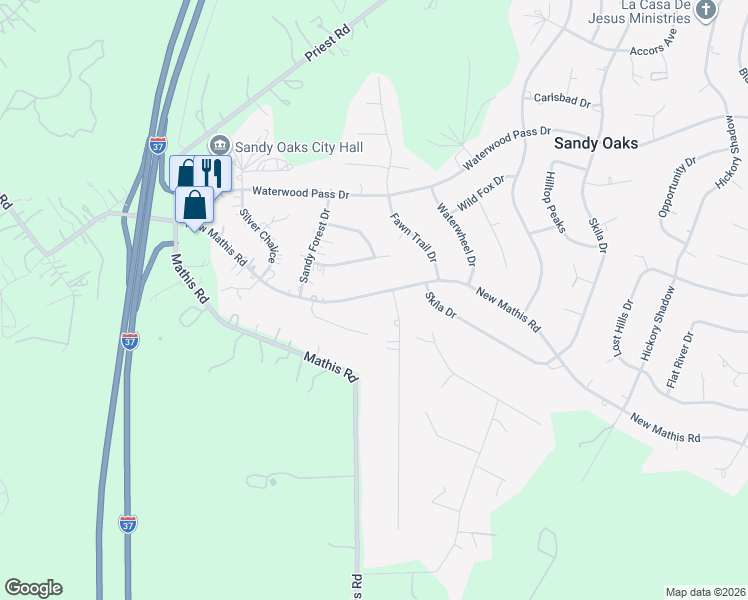 map of restaurants, bars, coffee shops, grocery stores, and more near 3938 New Mathis Road in Elmendorf
