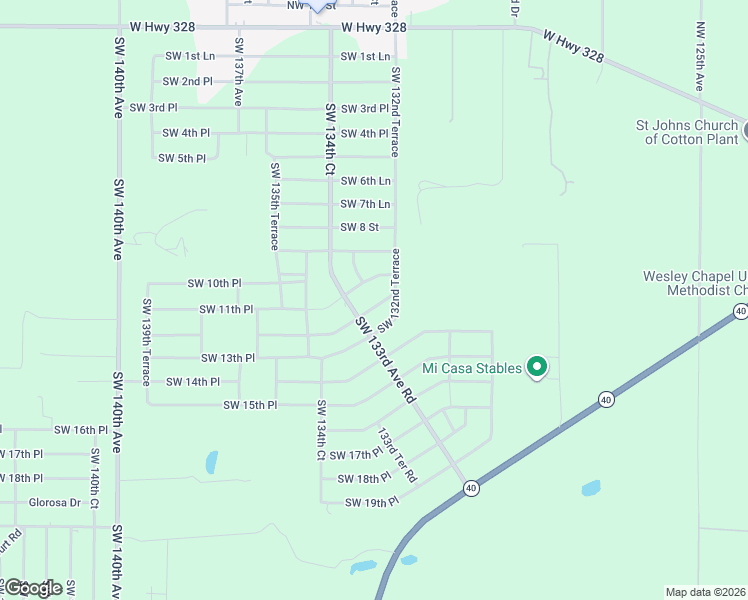 map of restaurants, bars, coffee shops, grocery stores, and more near 1220 Southwest 133rd Avenue Road in Ocala