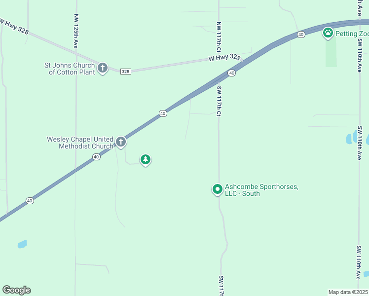 map of restaurants, bars, coffee shops, grocery stores, and more near 1095 Southwest 119th Avenue in Ocala