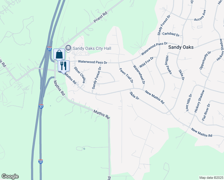 map of restaurants, bars, coffee shops, grocery stores, and more near 3934 Wild China Drive in Elmendorf