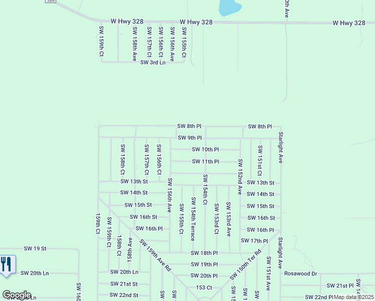 map of restaurants, bars, coffee shops, grocery stores, and more near Southwest 10th Place in Rainbow Park