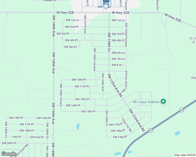 map of restaurants, bars, coffee shops, grocery stores, and more near Southwest 10th Street in Ocala