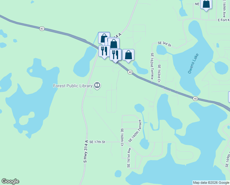 map of restaurants, bars, coffee shops, grocery stores, and more near 1014 Southeast 159th Terrace in Silver Springs