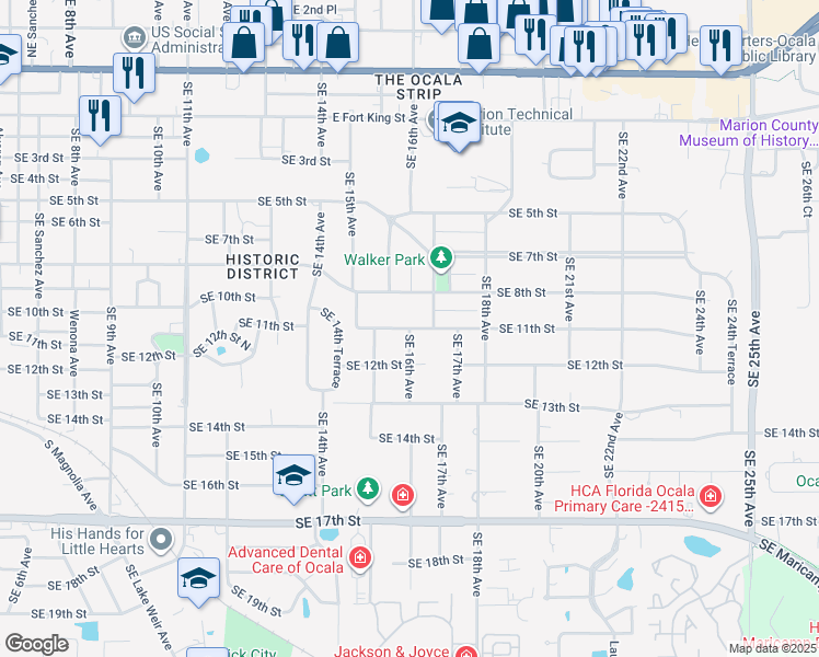 map of restaurants, bars, coffee shops, grocery stores, and more near 942 Southeast 16th Avenue in Ocala