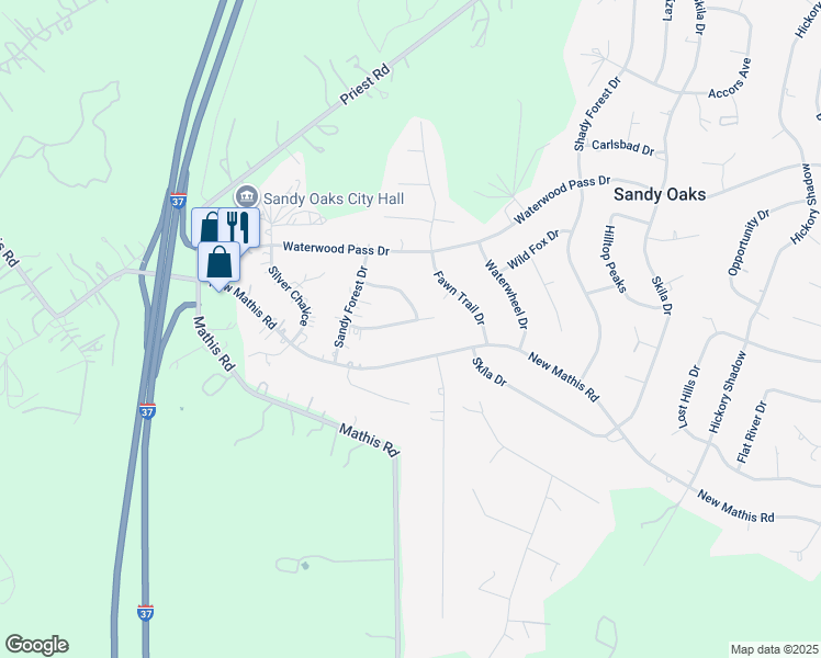 map of restaurants, bars, coffee shops, grocery stores, and more near 3934 Wild China Drive in Elmendorf