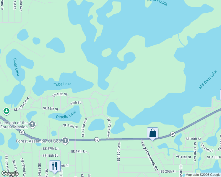 map of restaurants, bars, coffee shops, grocery stores, and more near 876 Southeast 178th Terrace in Silver Springs