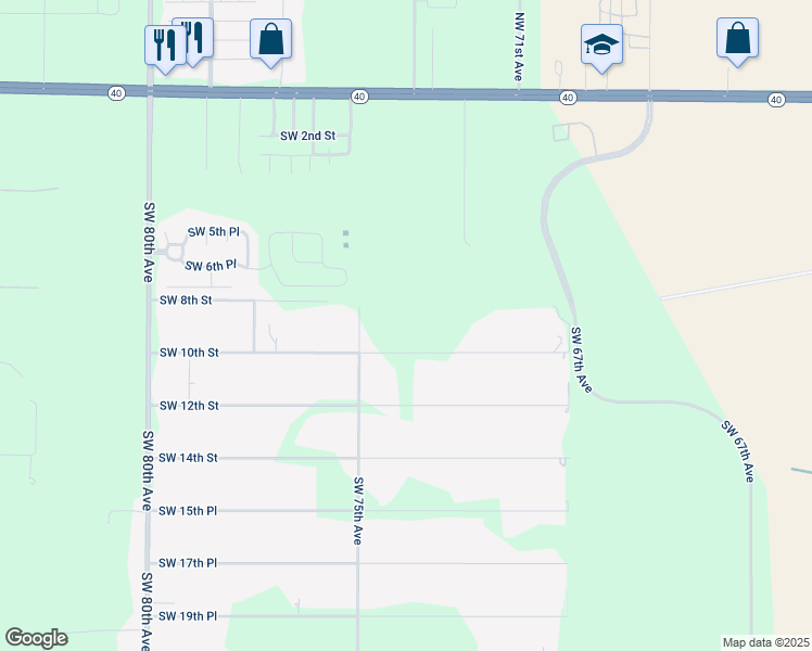 map of restaurants, bars, coffee shops, grocery stores, and more near 7425 Southwest 10th Street in Ocala