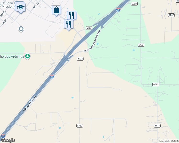 map of restaurants, bars, coffee shops, grocery stores, and more near 125 Colt Trail in Natalia