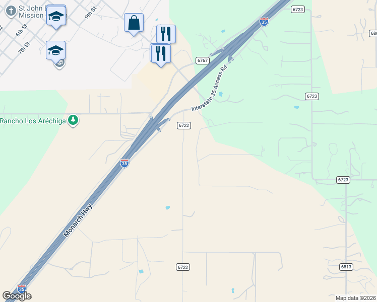 map of restaurants, bars, coffee shops, grocery stores, and more near 125 Colt Trail in Natalia