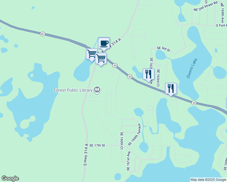 map of restaurants, bars, coffee shops, grocery stores, and more near 1014 Southeast 159th Terrace in Silver Springs