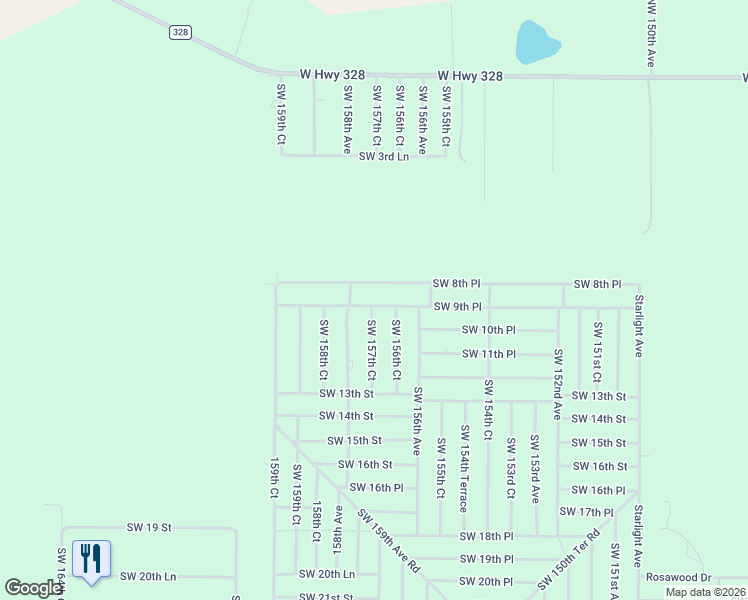 map of restaurants, bars, coffee shops, grocery stores, and more near 15592 Southwest 8th Place in Ocala