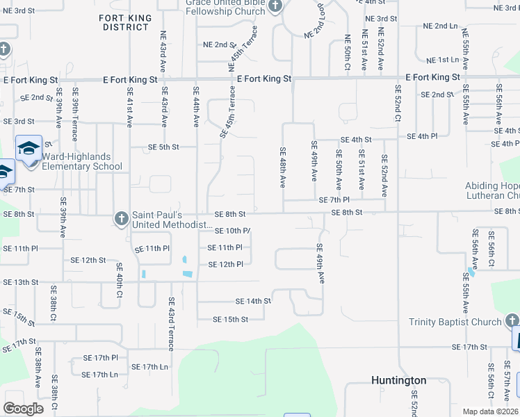 map of restaurants, bars, coffee shops, grocery stores, and more near 730 SE 46th Ct in Ocala