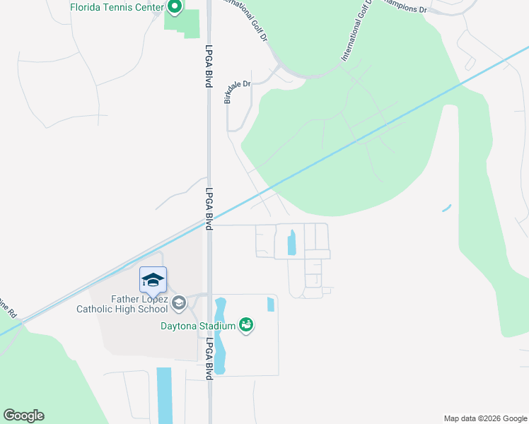 map of restaurants, bars, coffee shops, grocery stores, and more near 3605-3663 Lpga Boulevard in Daytona Beach