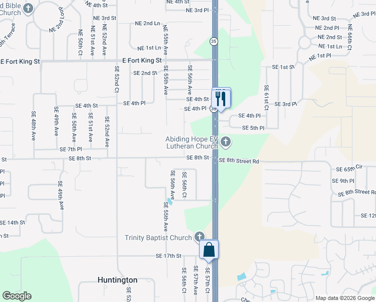 map of restaurants, bars, coffee shops, grocery stores, and more near 745 Southeast 56th Avenue in Ocala