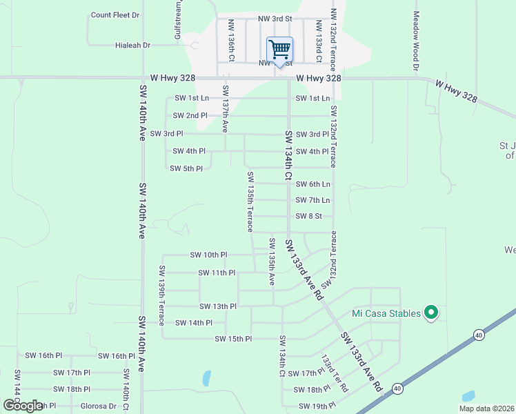 map of restaurants, bars, coffee shops, grocery stores, and more near 13548 Southwest 8 Street in Ocala
