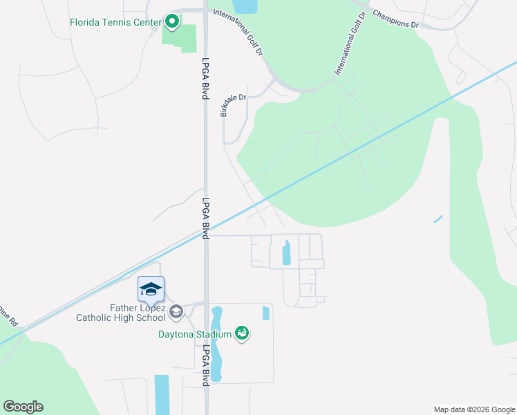 map of restaurants, bars, coffee shops, grocery stores, and more near 3651 Lpga Boulevard in Daytona Beach