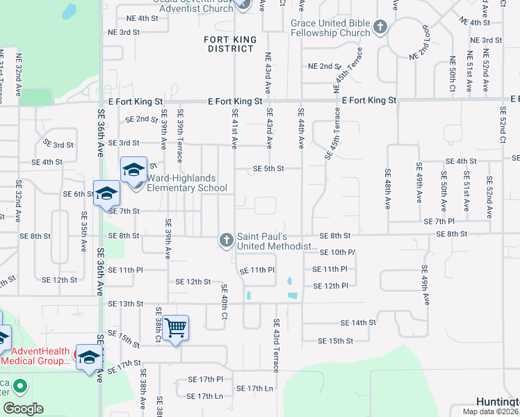map of restaurants, bars, coffee shops, grocery stores, and more near 4211 Southeast 6th Place in Ocala