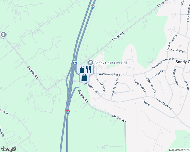map of restaurants, bars, coffee shops, grocery stores, and more near 3722 Waterwood Pass Drive in Elmendorf
