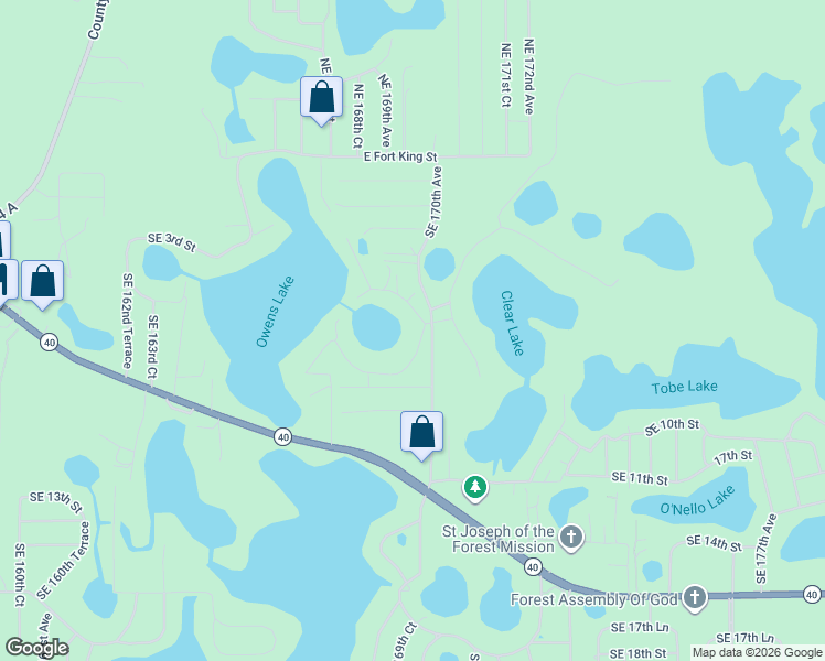 map of restaurants, bars, coffee shops, grocery stores, and more near 16979 Southeast 6 Lane in Silver Springs