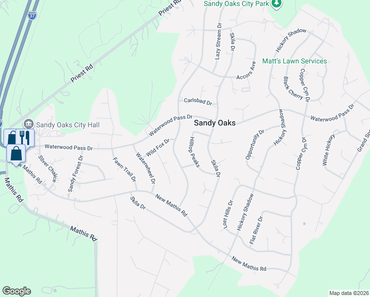 map of restaurants, bars, coffee shops, grocery stores, and more near 23042 Hilltop Peaks in Elmendorf