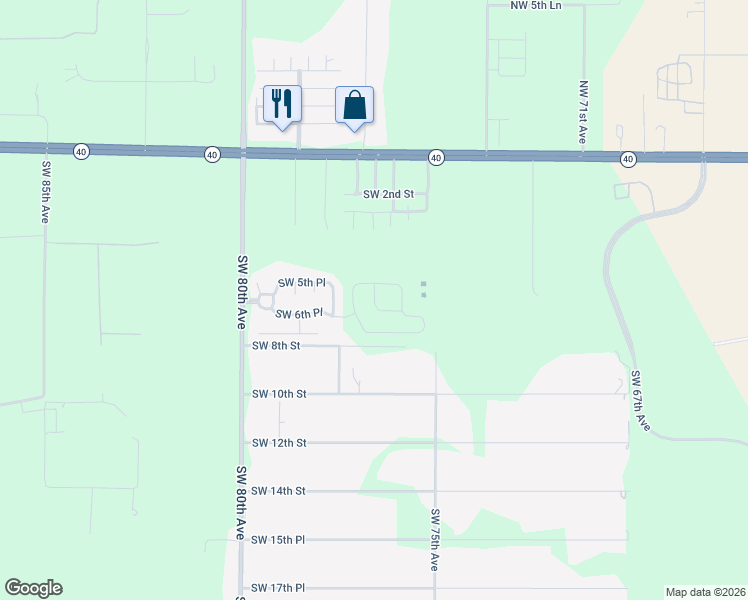 map of restaurants, bars, coffee shops, grocery stores, and more near 583 Southwest 77th Court in Ocala