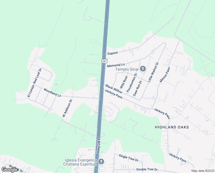 map of restaurants, bars, coffee shops, grocery stores, and more near 1113 Black Willow in San Antonio