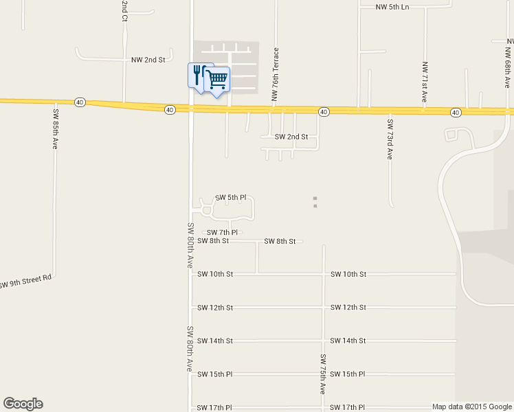 map of restaurants, bars, coffee shops, grocery stores, and more near 583 Southwest 77th Court in Ocala