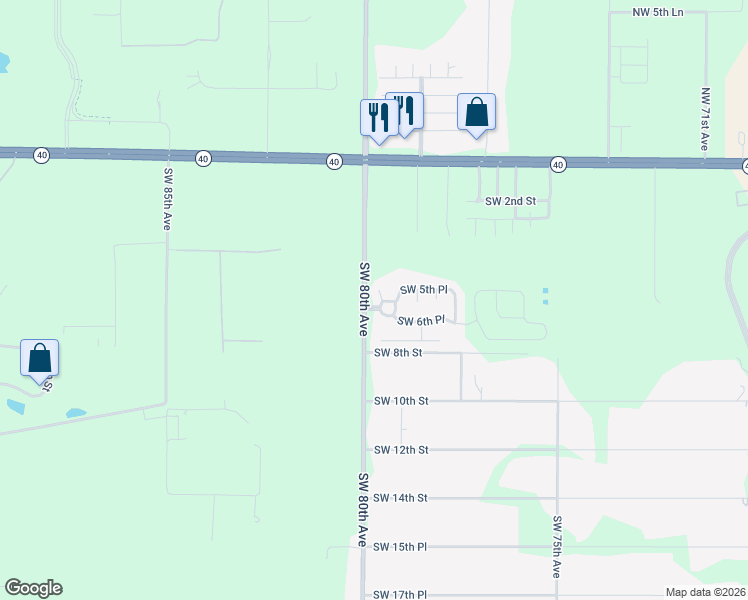 map of restaurants, bars, coffee shops, grocery stores, and more near 7992 Southwest 6th Place in Ocala