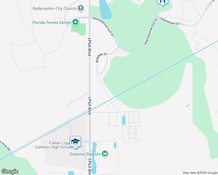 map of restaurants, bars, coffee shops, grocery stores, and more near 315 Birkdale Drive in Daytona Beach
