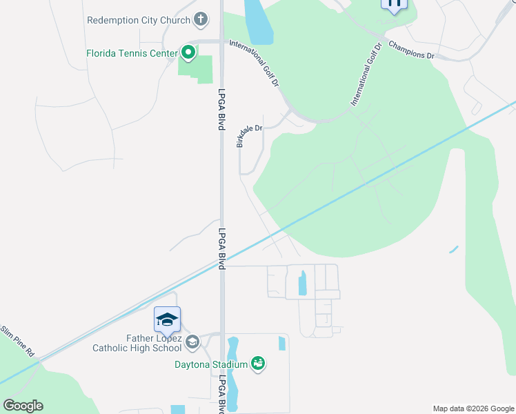 map of restaurants, bars, coffee shops, grocery stores, and more near 315 Birkdale Drive in Daytona Beach