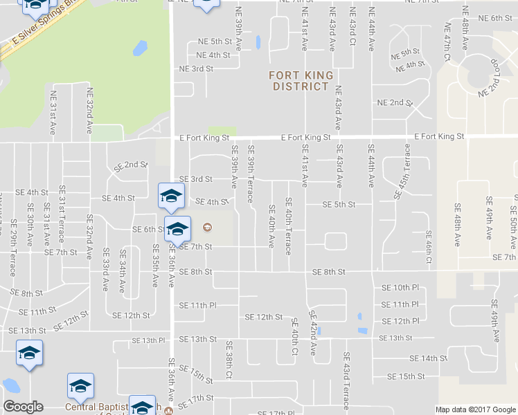 map of restaurants, bars, coffee shops, grocery stores, and more near 501 Southeast 39th Terrace in Ocala