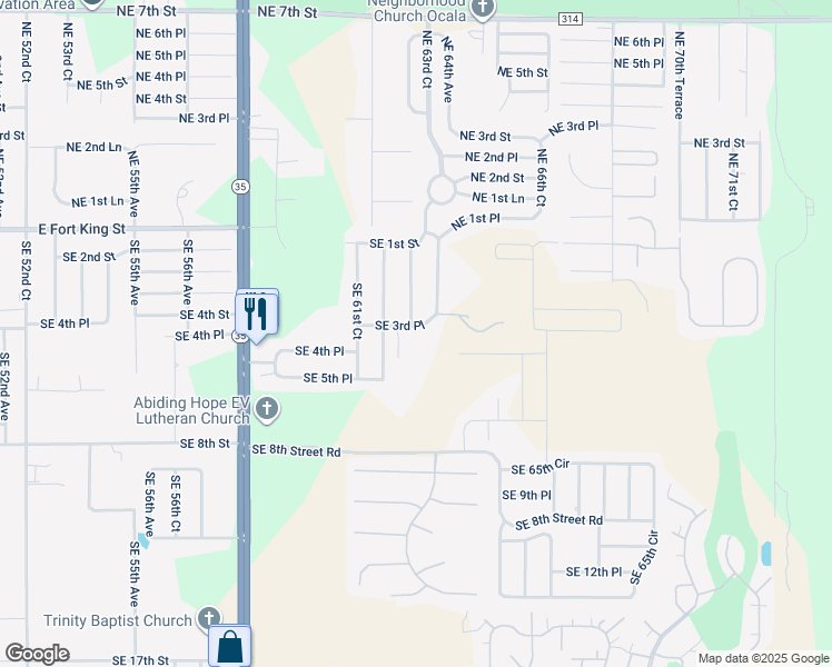 map of restaurants, bars, coffee shops, grocery stores, and more near 6270 Southeast 3rd Place in Ocala