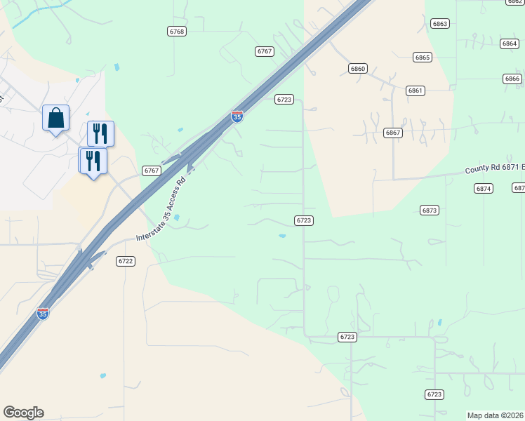 map of restaurants, bars, coffee shops, grocery stores, and more near 390 County Road 6723 in Natalia