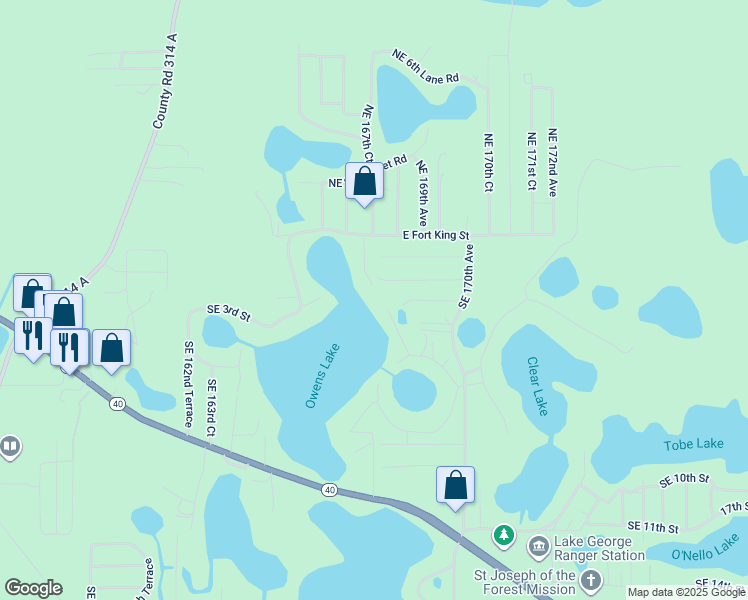 map of restaurants, bars, coffee shops, grocery stores, and more near 206 Southeast 167th Court in Silver Springs