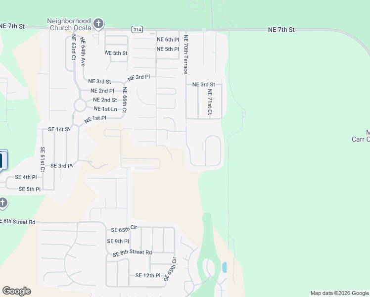 map of restaurants, bars, coffee shops, grocery stores, and more near 98 Southeast 70th Circle in Ocala