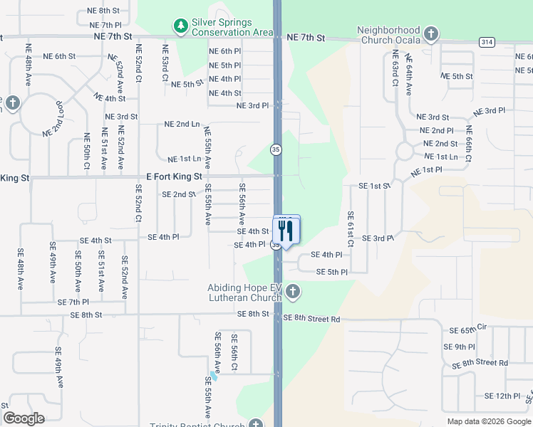 map of restaurants, bars, coffee shops, grocery stores, and more near 5714 Southeast 3rd Place in Ocala