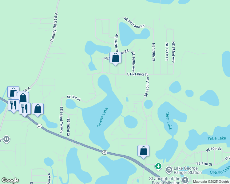 map of restaurants, bars, coffee shops, grocery stores, and more near 206 Southeast 167th Court in Silver Springs