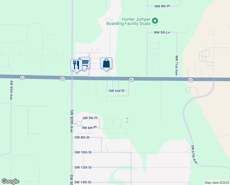 map of restaurants, bars, coffee shops, grocery stores, and more near 175 Southwest 76th Avenue in Ocala