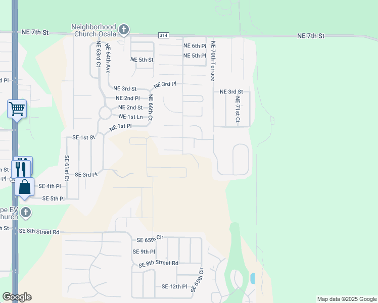 map of restaurants, bars, coffee shops, grocery stores, and more near 113 Southeast 68th Court in Ocala