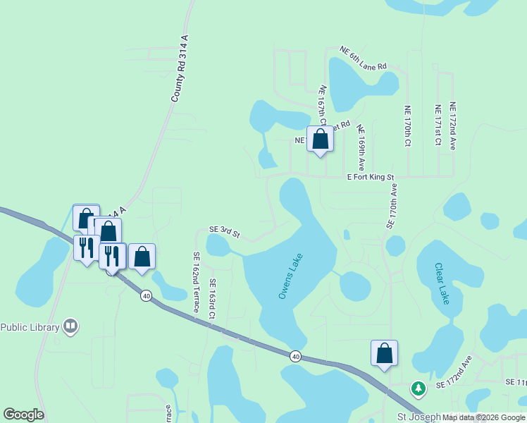 map of restaurants, bars, coffee shops, grocery stores, and more near 161 Southeast 165th Court Road in Silver Springs