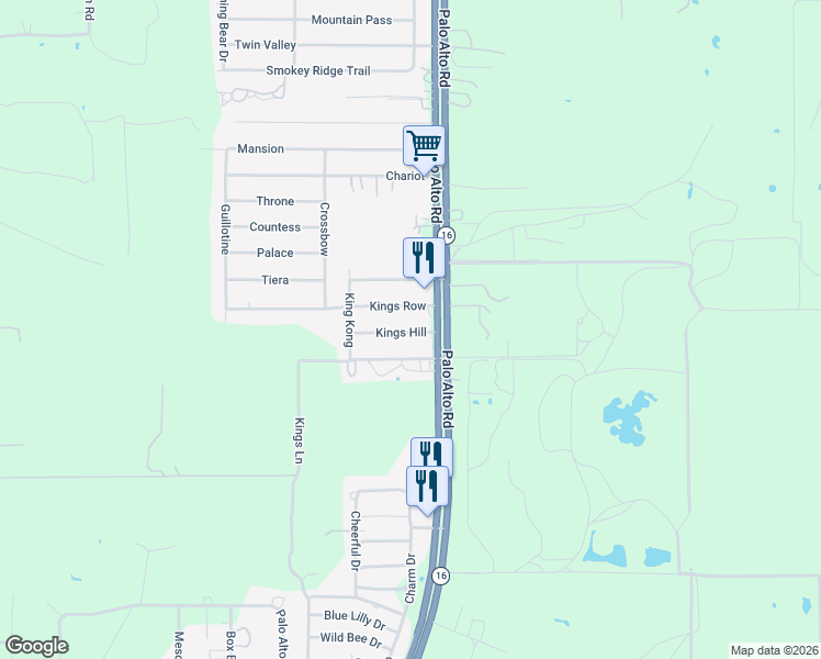 map of restaurants, bars, coffee shops, grocery stores, and more near 4121 Kings Hill in Von Ormy