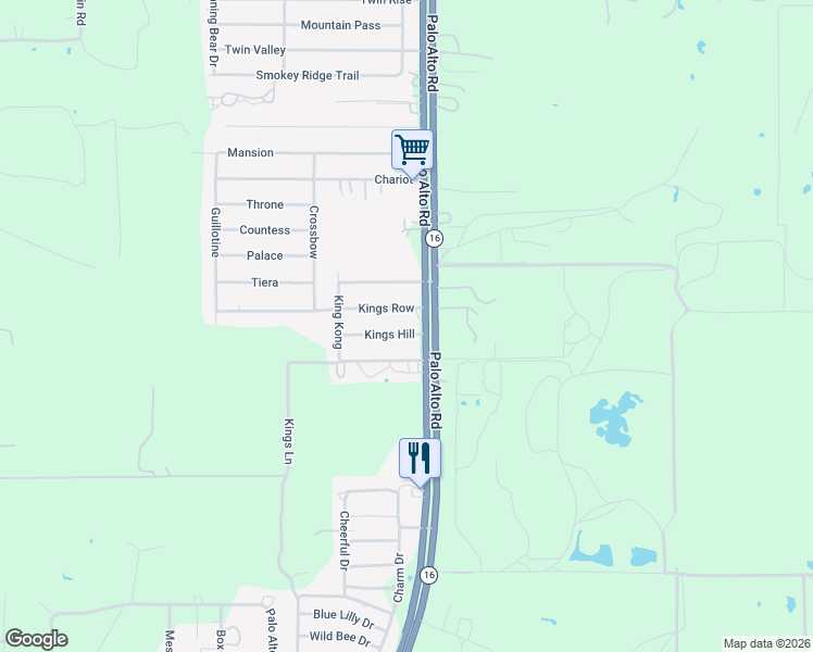 map of restaurants, bars, coffee shops, grocery stores, and more near 4121 Kings Hill in Von Ormy